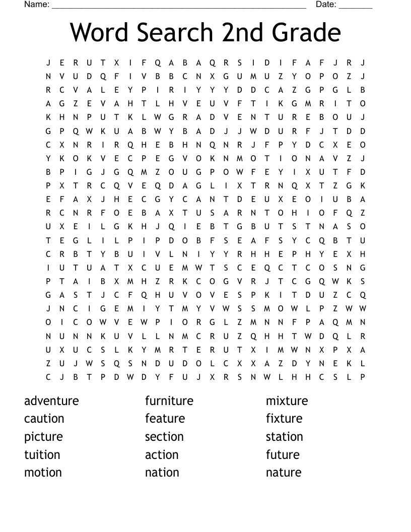 Word Search 2nd Grade WordMint