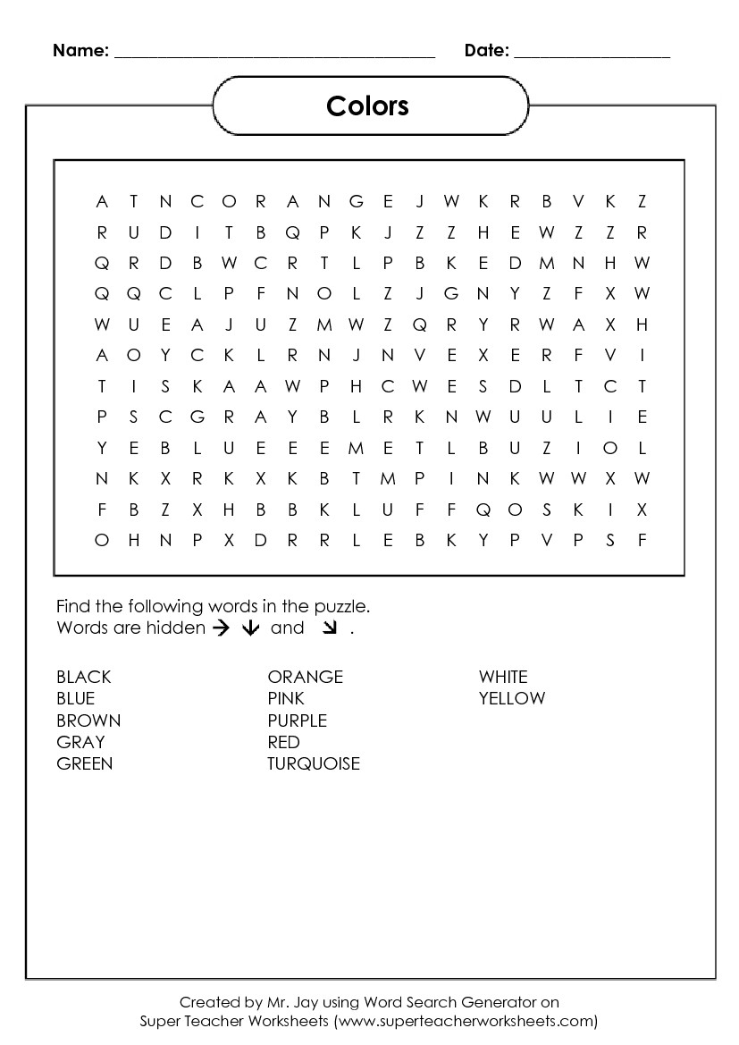 Word Puzzle Printable Worksheets