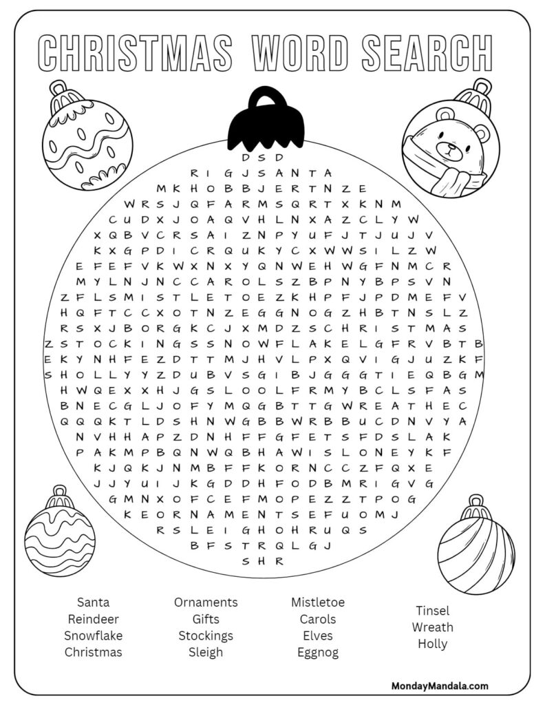 18 Christmas Word Searches (Free PDF Printables)