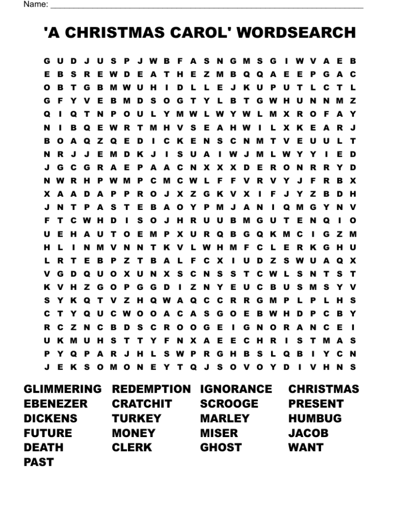 'A CHRISTMAS CAROL' WORDSEARCH - WordMint