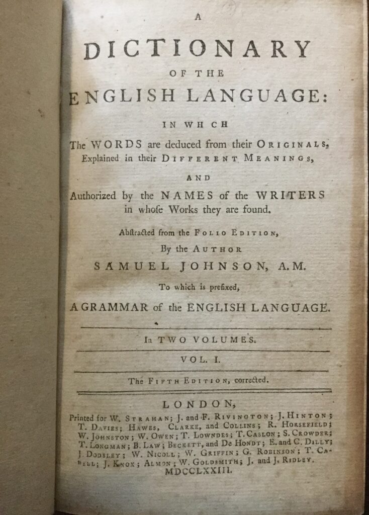 A Dictionary of the English Language (2 volumes) by Johnson, Samuel … A Dictionary of the English Language (2 volumes) by Johnson, Samuel ...