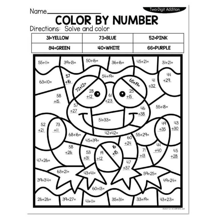 Addition Color By Number 2nd Grade - Color By Number Addition 2nd Grade