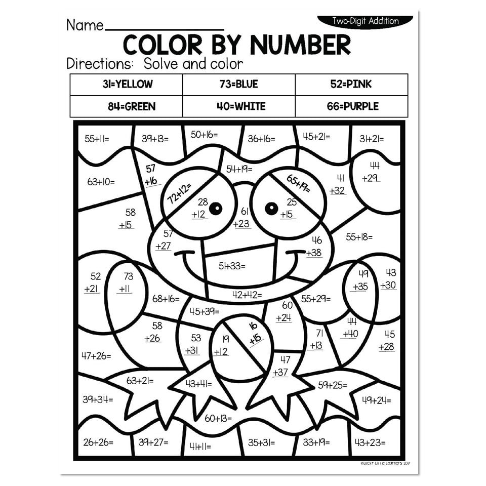 Addition Color By Number 2nd Grade - Color By Number Addition 2nd Grade