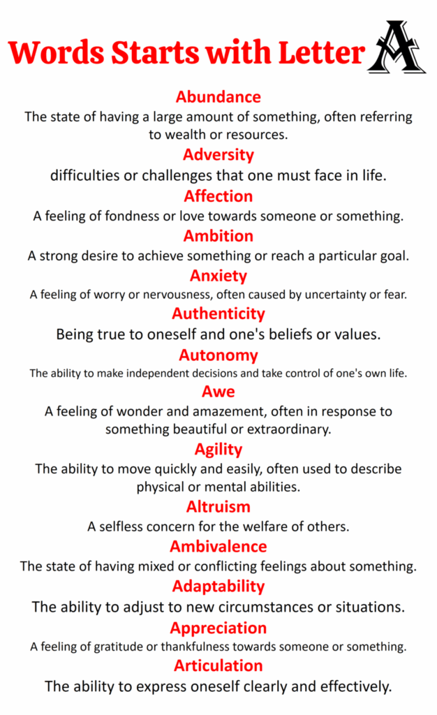 All The A Words In The Dictionary - Huge List of English Words That Start with A with PDF
