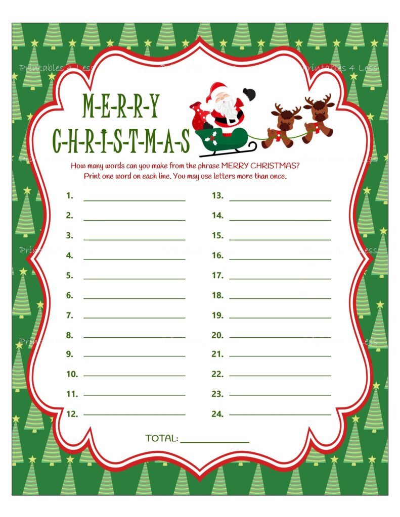 Christmas Games Printable - UK Printable Hub