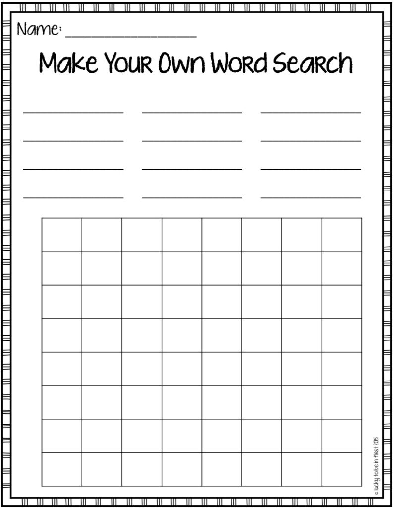 Create Your Own Word Search Free Printable