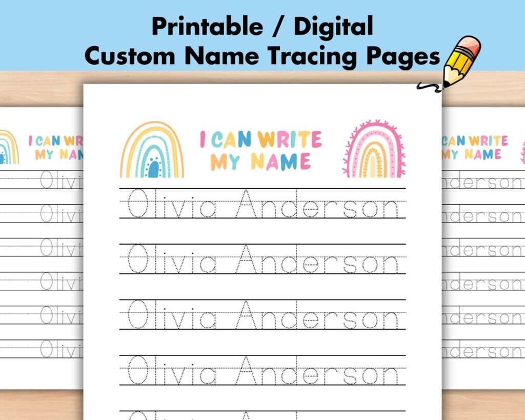 Custom Name Tracing Page Rainbow Personalized Name Trace Handwriting … Custom Name Tracing Page Rainbow Personalized Name Trace Handwriting ...