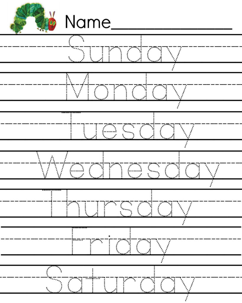 Days Of The Week Tracing Worksheets Free | Tracing Worksheets