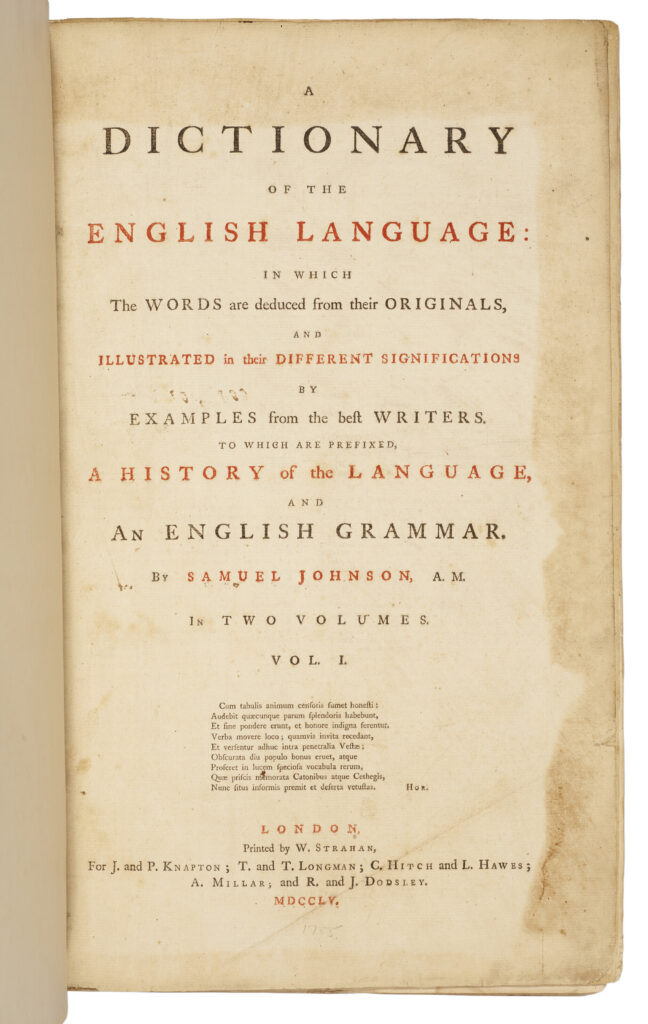 A Dictionary of the English Language, Samuel Johnson, 1755 | Christie’s A Dictionary of the English Language, Samuel Johnson, 1755 | Christie’s