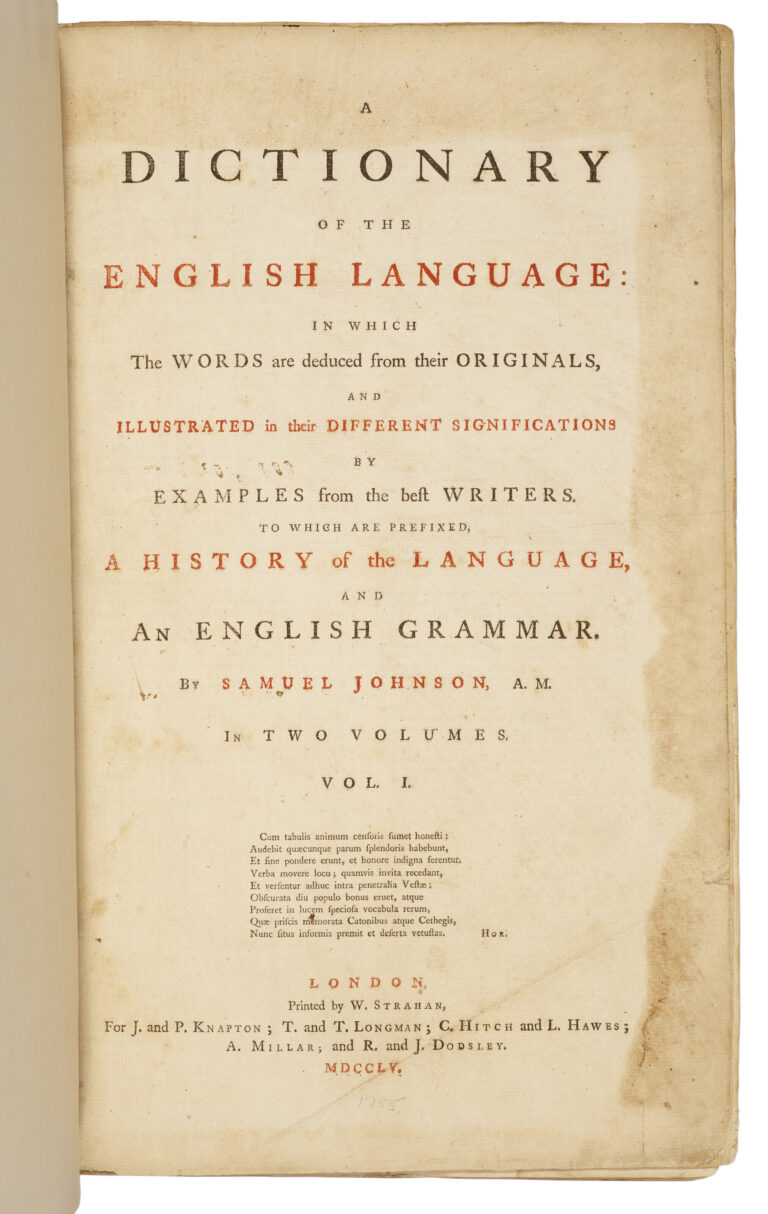 A Dictionary of the English Language, Samuel Johnson, 1755 | Christie’s