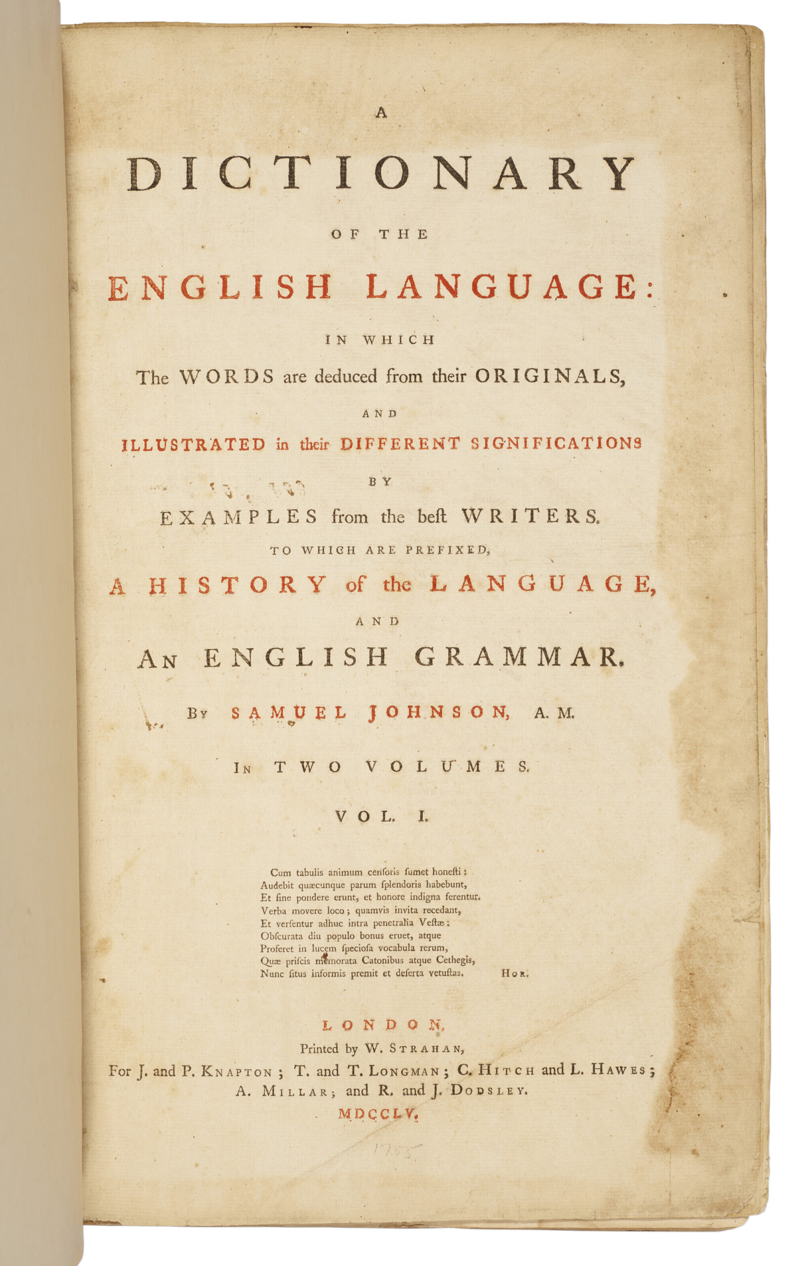 A Dictionary of the English Language, Samuel Johnson, 1755 | Christie’s