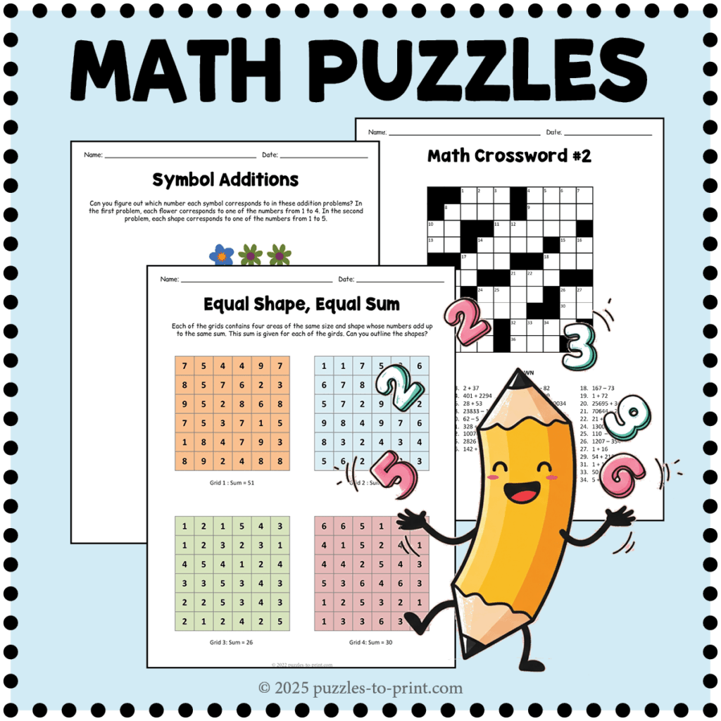 Easy Math Puzzles For Kids