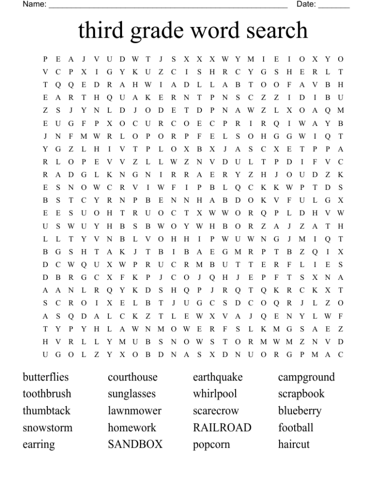 Essential English Vocabulary Word Search Puzzles Activities 3rd Grade ...