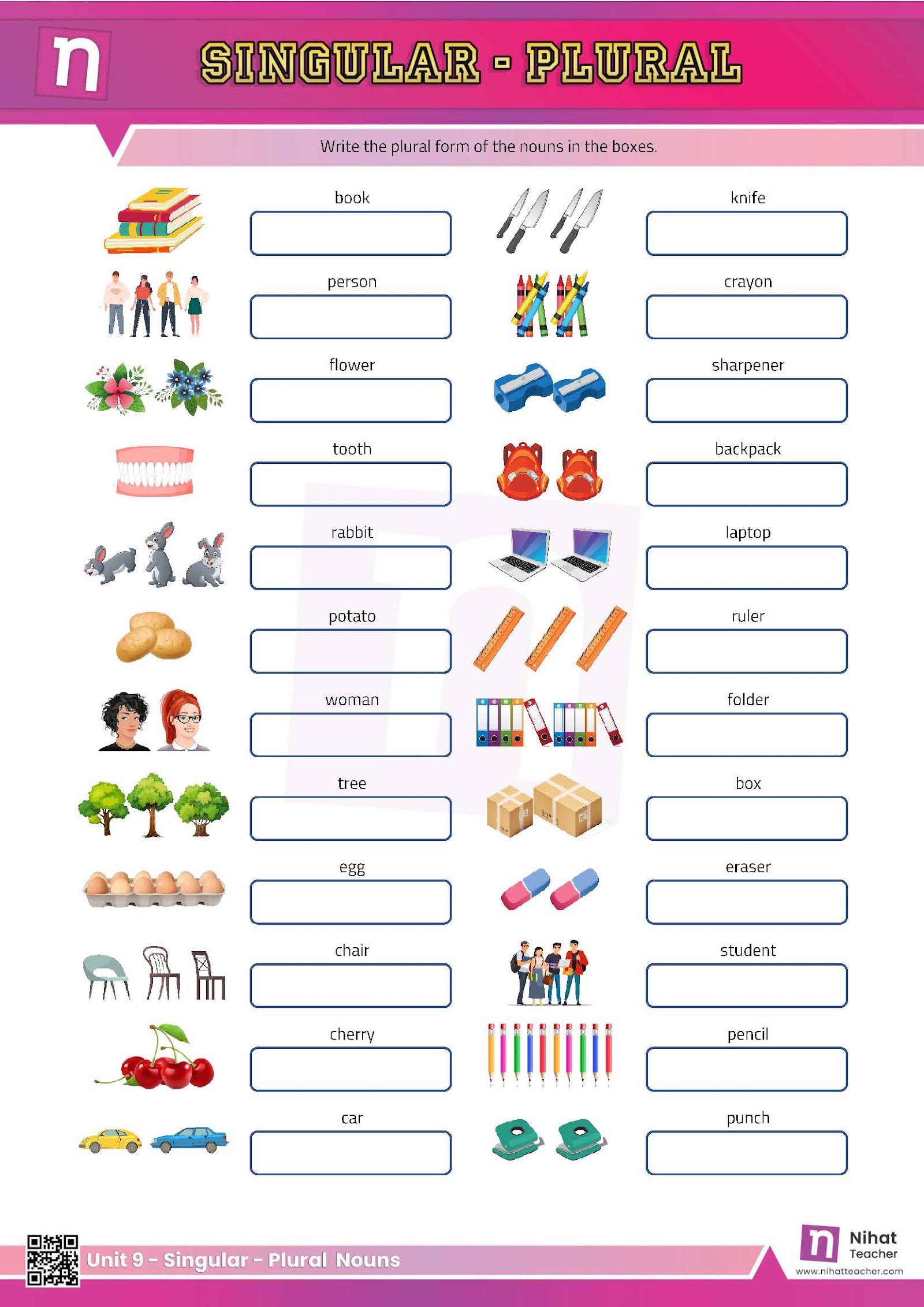 Exercises For Singular And Plural Nouns - Singular and Plural Nouns Worksheets Rules Posters Irregular Plurals ...