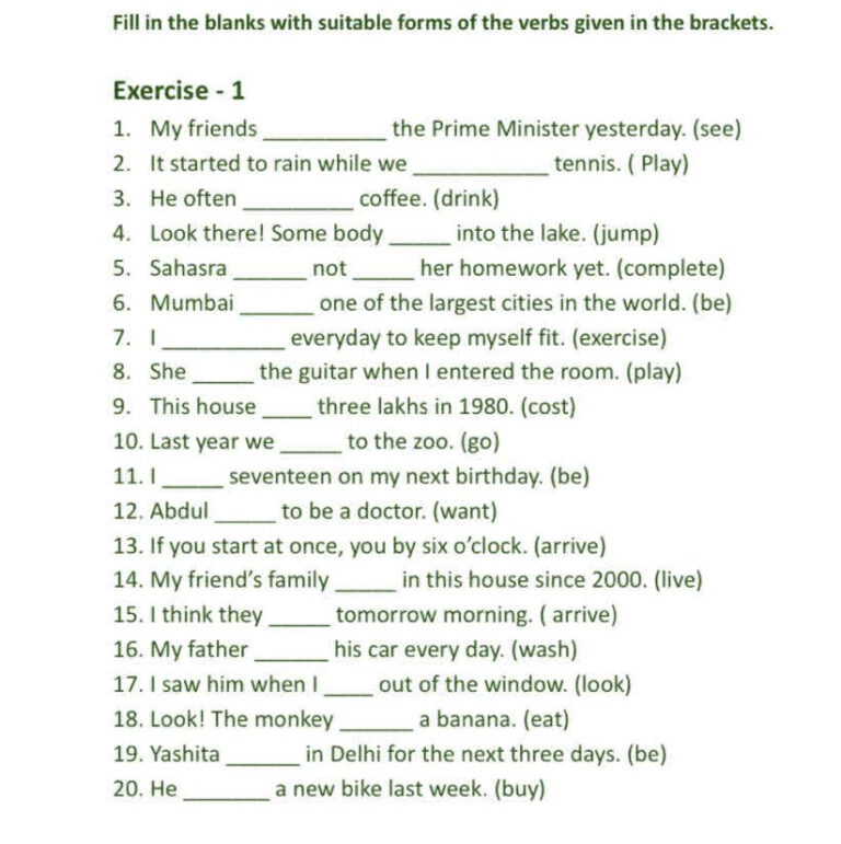 Fill In The Blank With Suitable Verb - Fill in the blanks with suitable forms of | StudyX