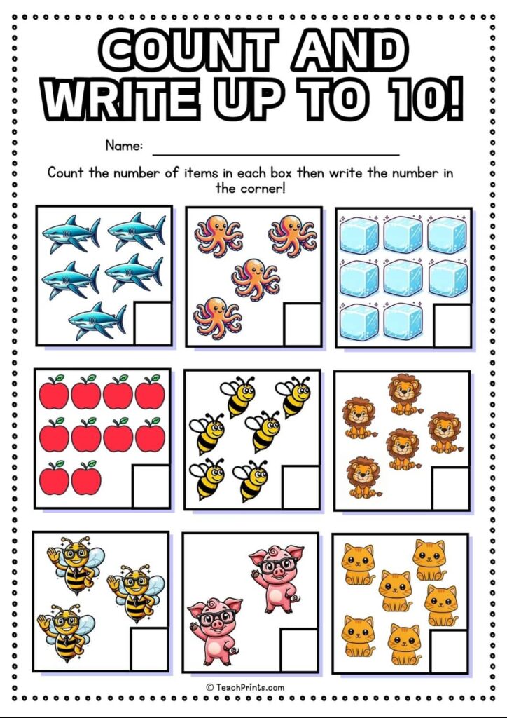 Free 1-10 Counting Worksheet – Teach Prints Free 1-10 Counting Worksheet - Teach Prints