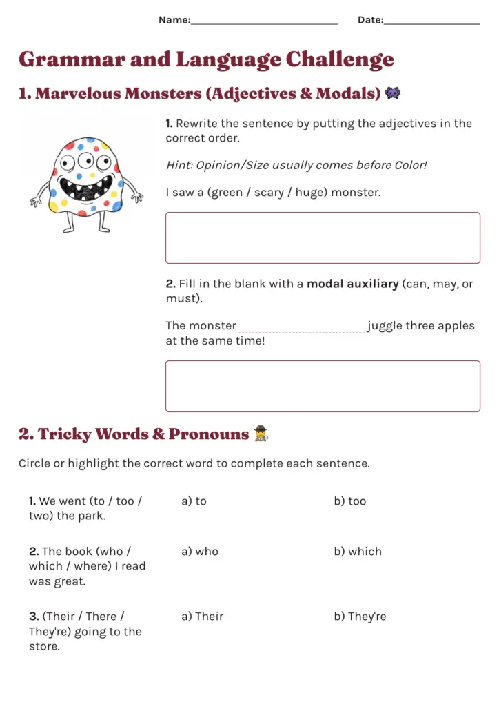 Free 4th Grade Grammar and Language Worksheets | Chalkie Free 4th Grade Grammar and Language Worksheets | Chalkie