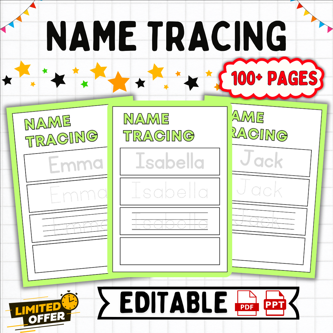 Free Editable Name Tracing Sheets With Lines - Name Tracing Editable Worksheets | PreK-2nd Grade| Handwriting Practice ...