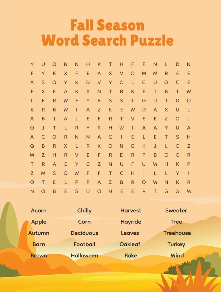 Free Fall Word Search: Fun Educational Activity for Students