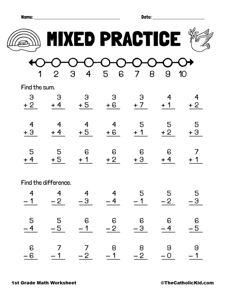 Free Online Worksheets For 1st Graders - Practice Addition & Subtraction - 1st Grade Math Worksheet ...