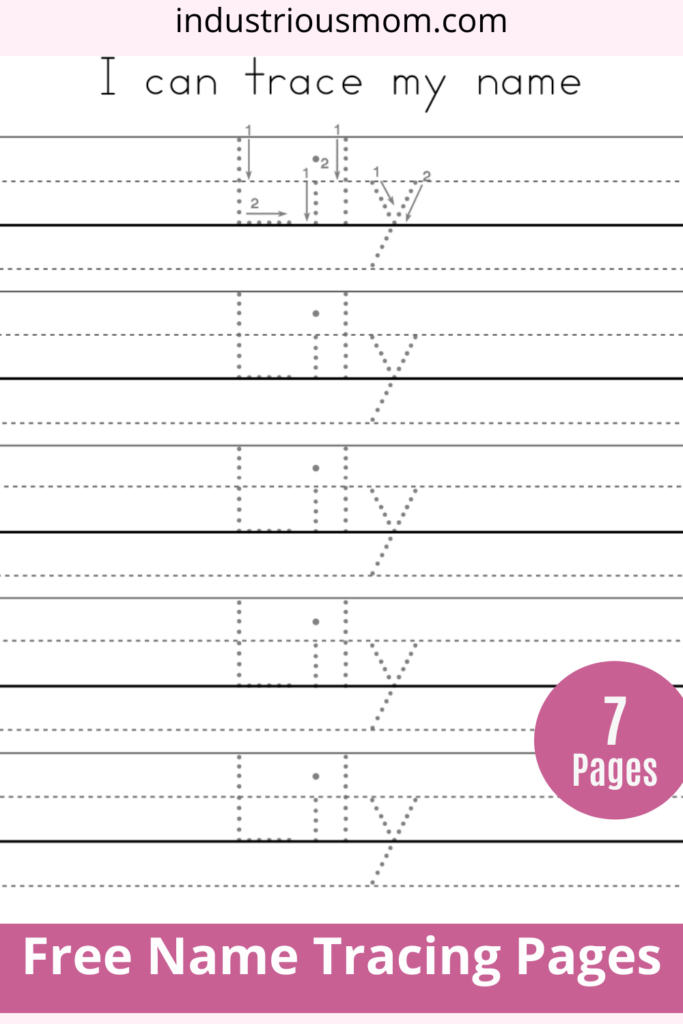 Free Print Pages Kids Name Tracing