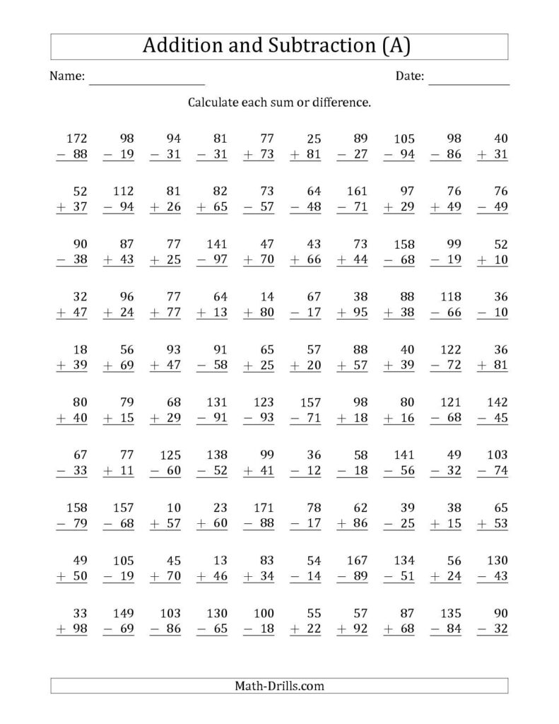 Free Printable Addition And Subtraction Worksheets – Printable Worksheets Free Printable Addition And Subtraction Worksheets - Printable Worksheets