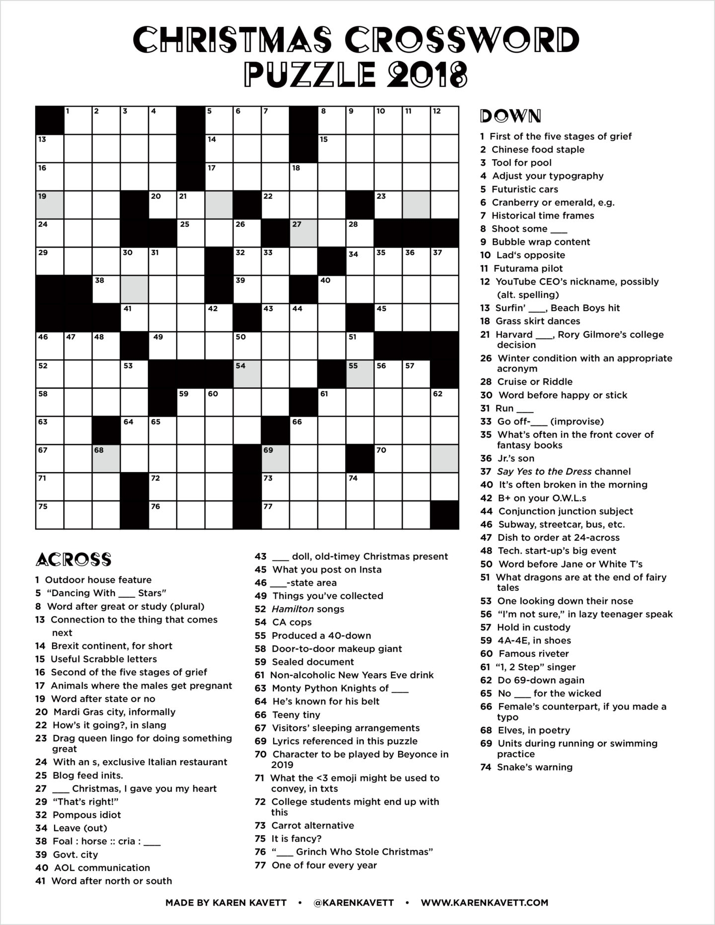 Free Printable Christmas Crossword Puzzles For Adults - Holiday Crossword Puzzles - Free Printable Crosswords