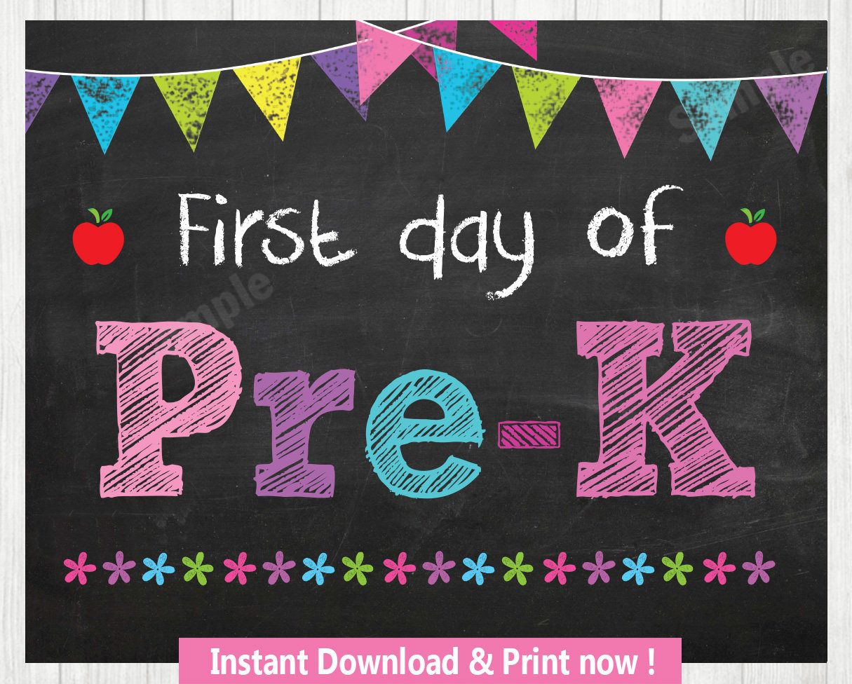 Free Printable First Day Pre K - Free First Day Of Pre K Printable Sign