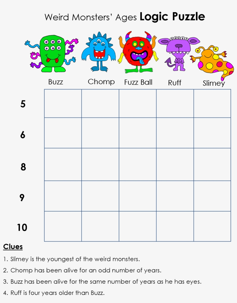 Free Printable Math Logic Puzzles - Printable Logic Puzzles Kids - - Math Logic Puzzle Transparent PNG ...
