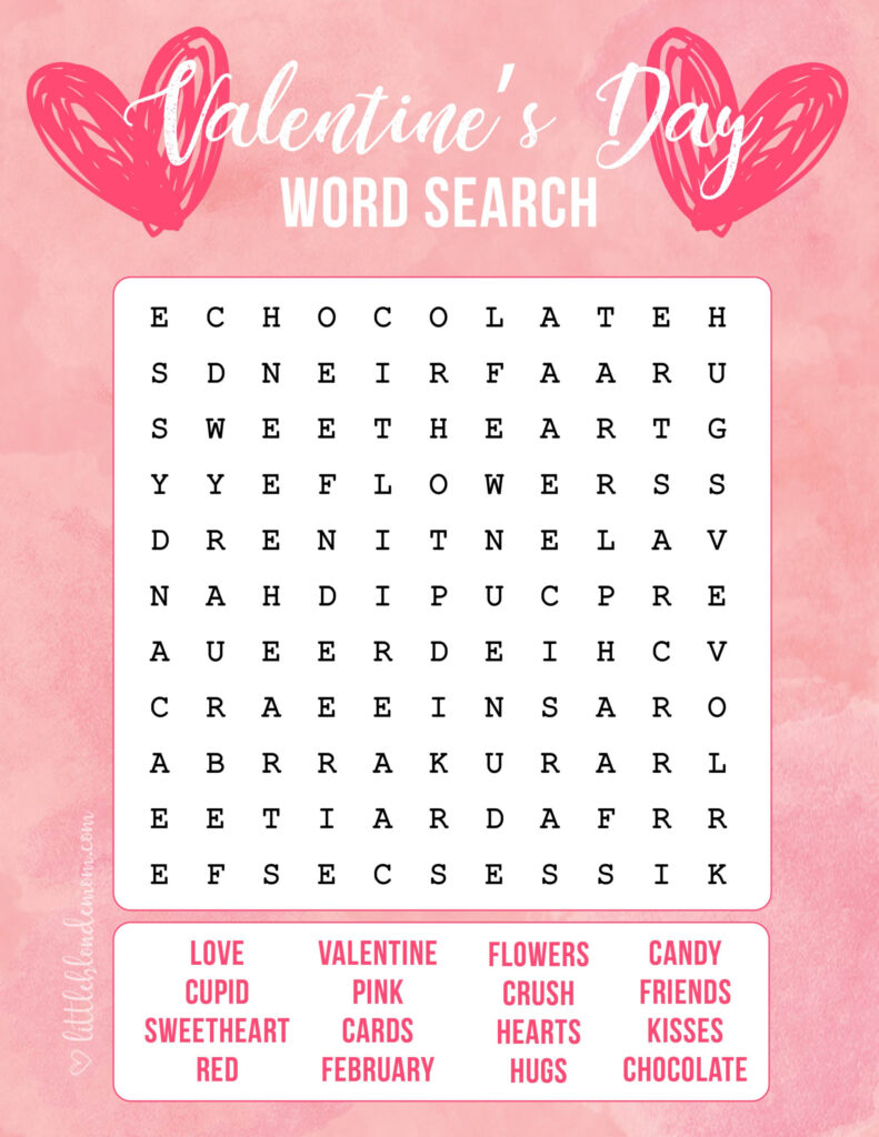 Free Printable Valentine’s Day Word Searches | All FREE Printables