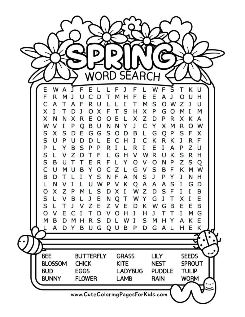 Free Printable Word Searches for Kids - Cute Coloring Pages For Kids