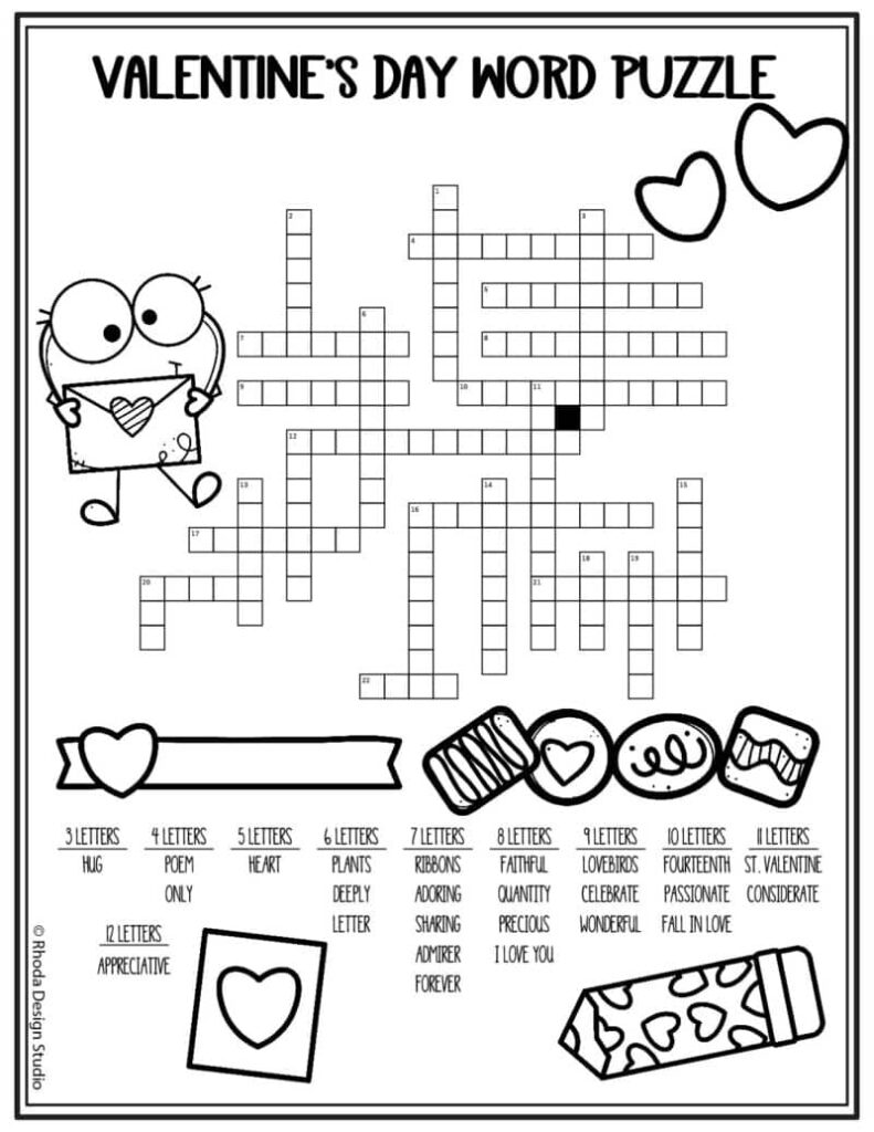 Free Valentine's Day Crossword Printables for Kids