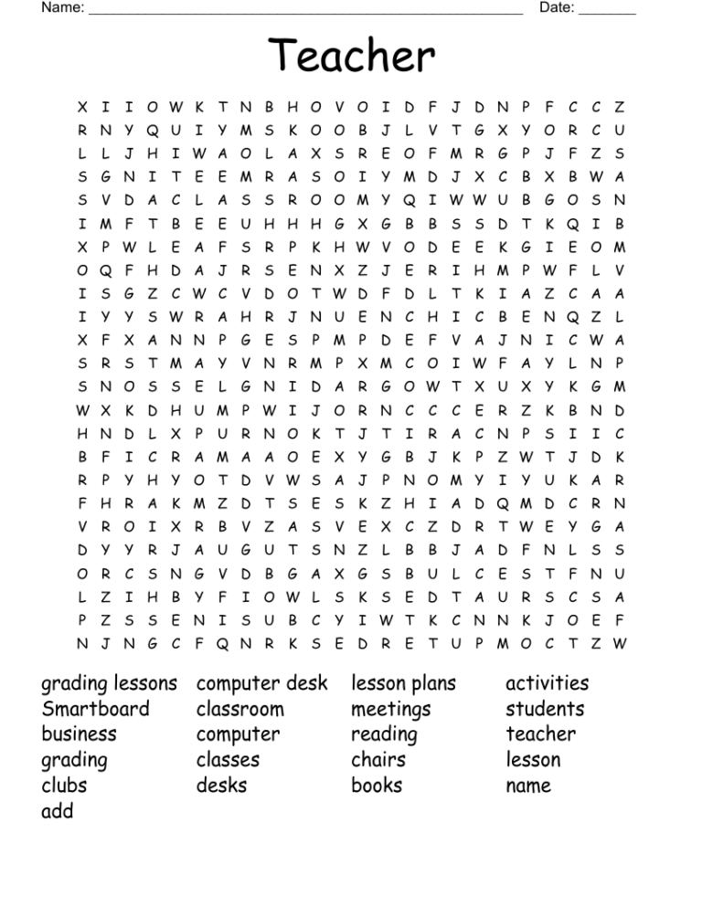 Free Word Search Generator For Teachers - Teacher Puzzles - WordMint