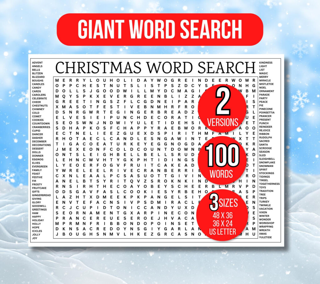 Giant Christmas Word Search Answer Key | FREE Printables Giant Christmas Word Search Answer Key | FREE Printables