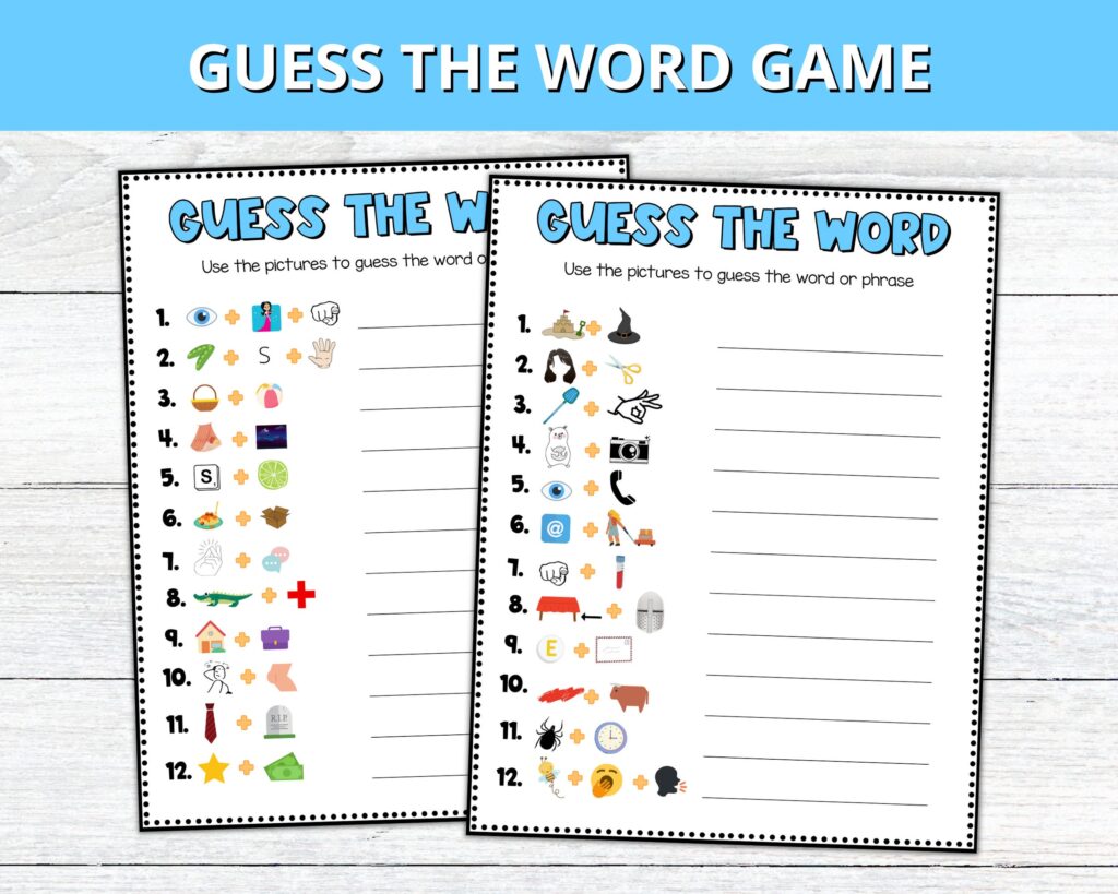 Guess The Word From Pictures Game - Guess the Word Game, Rebus Puzzles and Brain Teasers, Rainy Day ...