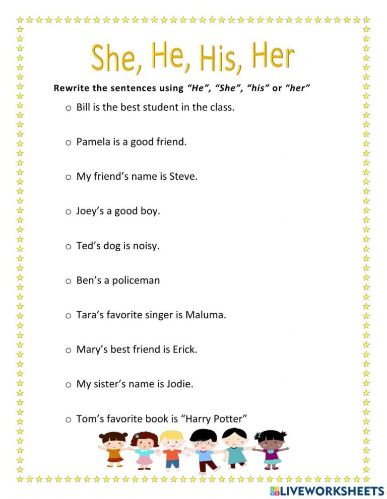 He She Fill In The Blanks - He? She? His? Her? worksheet in 2025 | Good student, English as a ...