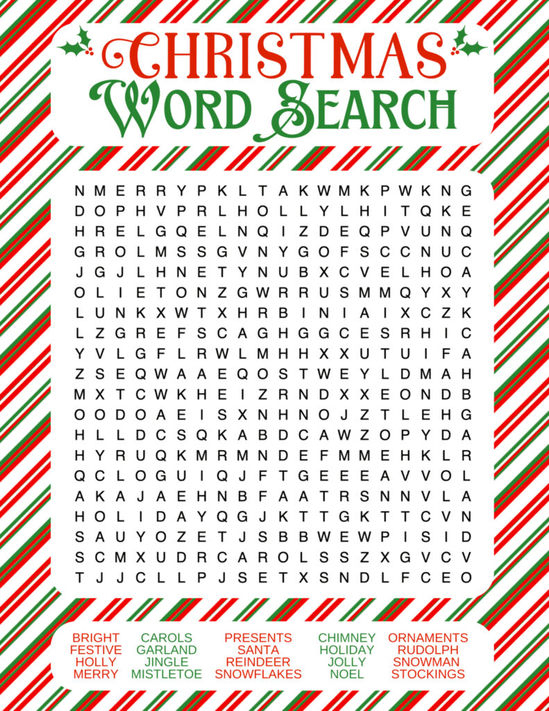 Holiday Word Search Printable Adult | FREE Printable HQ