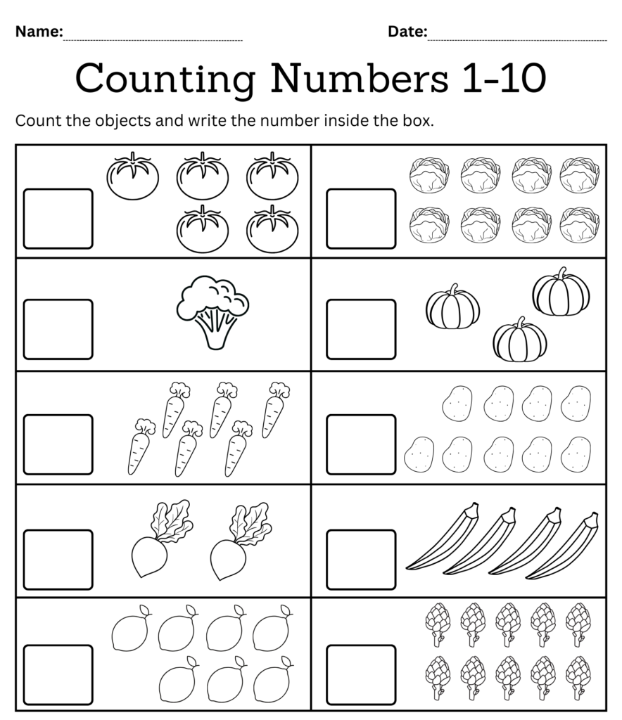 kindergarten math counting objects worksheets 1-10 black and white … kindergarten math counting objects worksheets 1-10 black and white ...