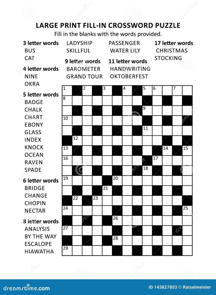 Large Print Free Printable Fill In Puzzles
