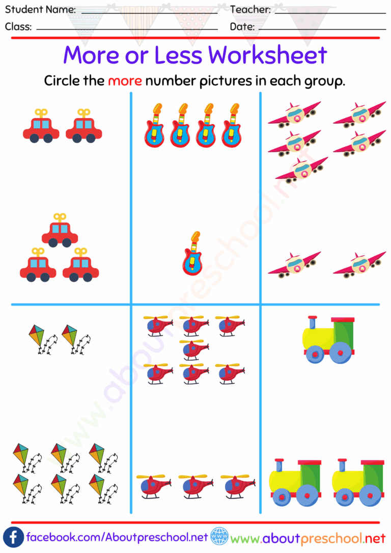 Less And More Worksheets For Kindergarten - More or Less Worksheet Kindergarten - About Preschool