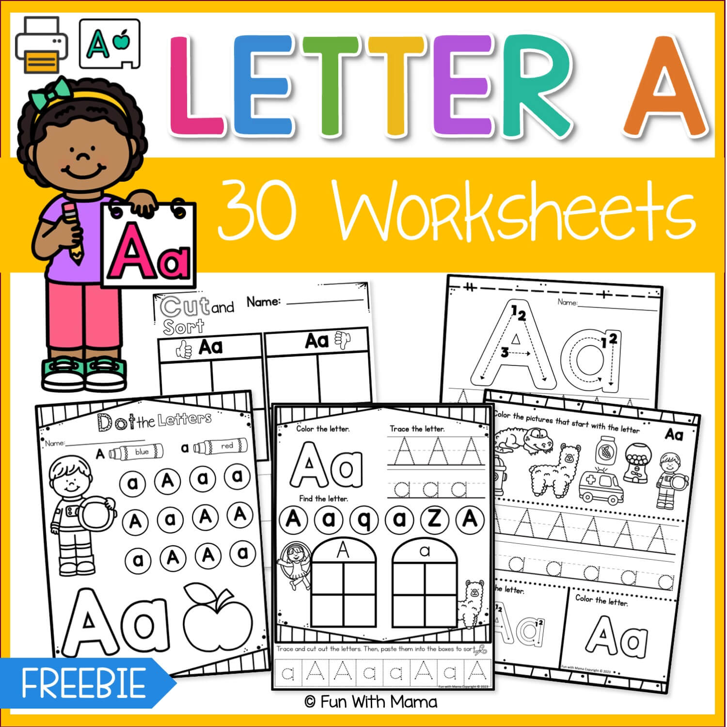 Letter A Free Printable Worksheets - Free Printable Letter A Worksheets for Kids! - Printables for Everyone