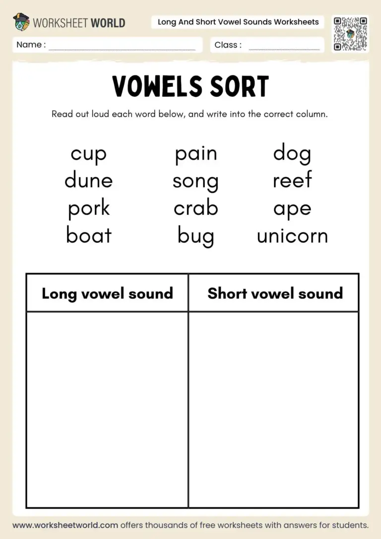 Long Vs Short Vowels Worksheets - Free Printable Long And Short Vowel Sounds Worksheets - Worksheet World