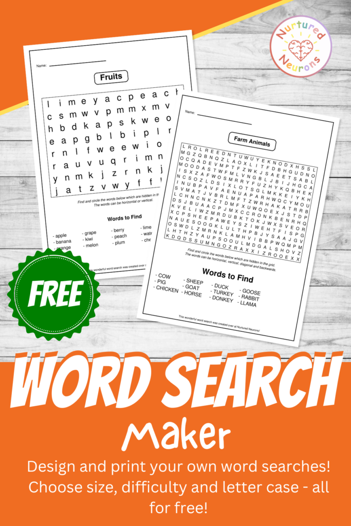 Make Own Word Search Printable