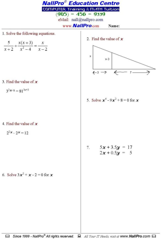 Math Problems For 12th Graders - Free Printable 12th Grade Math Worksheets — Dream Worksheets