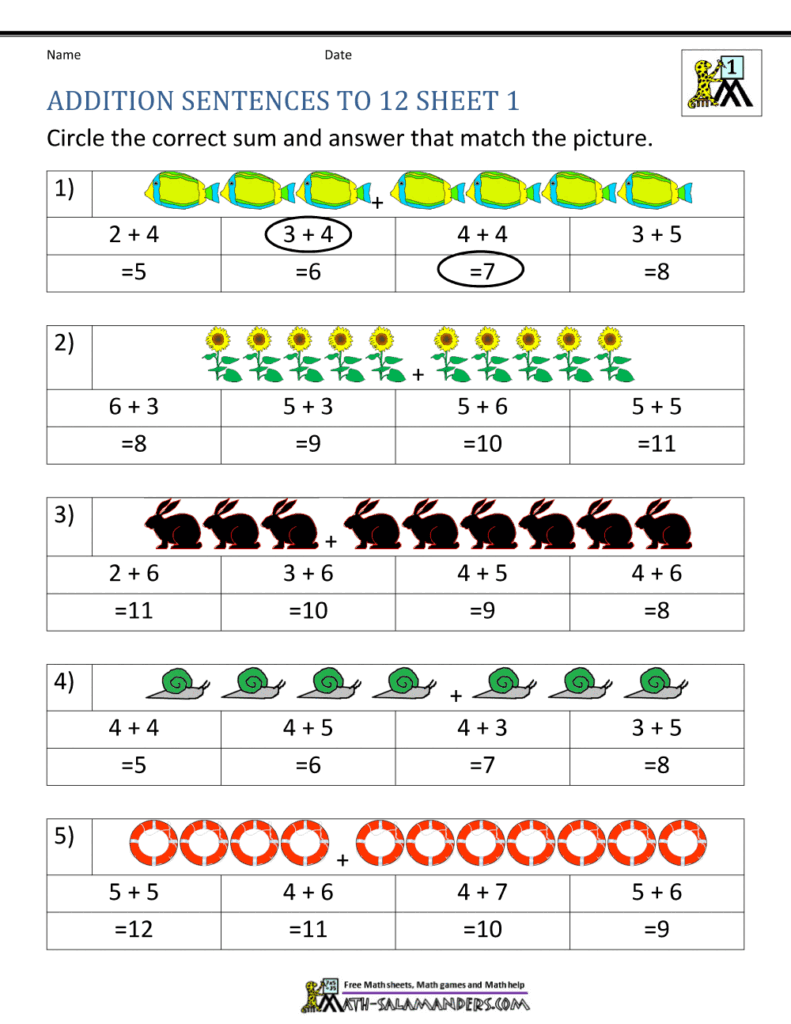 Math Worksheets Addition 1st Grade Math Worksheets Addition 1st Grade