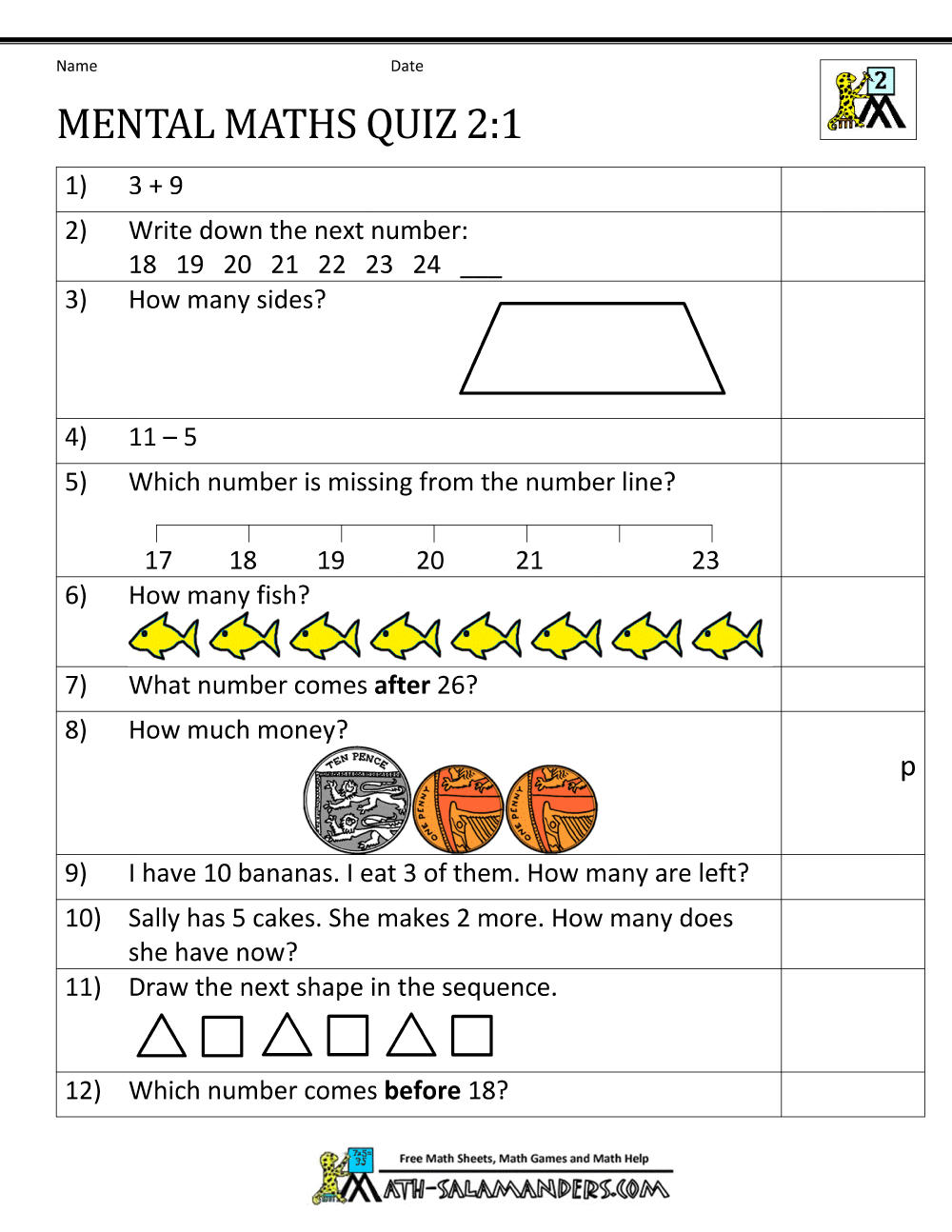 Maths For Year 2 Worksheets - Printable Mental Maths Year 2 Worksheets