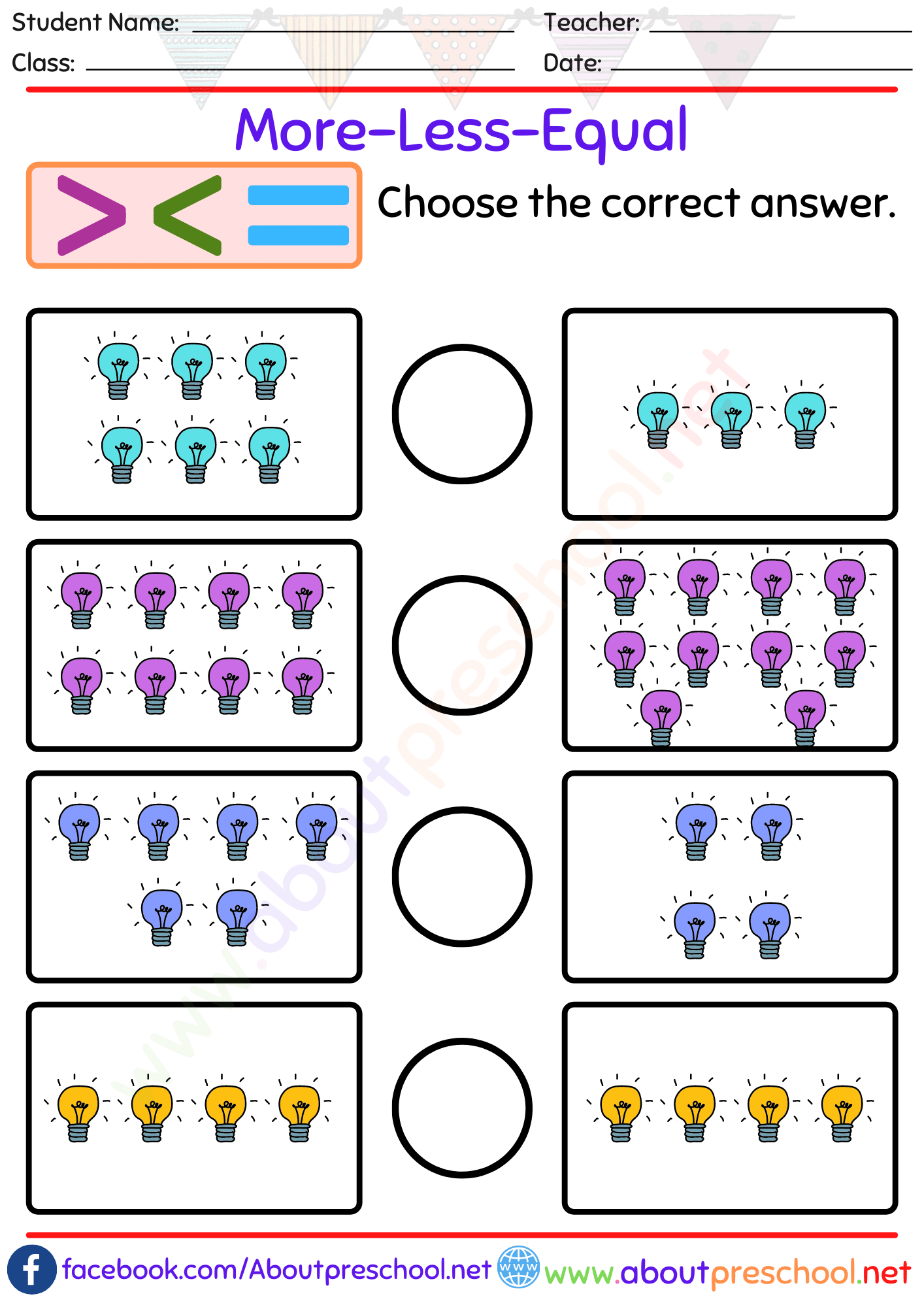 More And Less Kindergarten Worksheets - Free printable more or less worksheets for kindergarten Archives ...