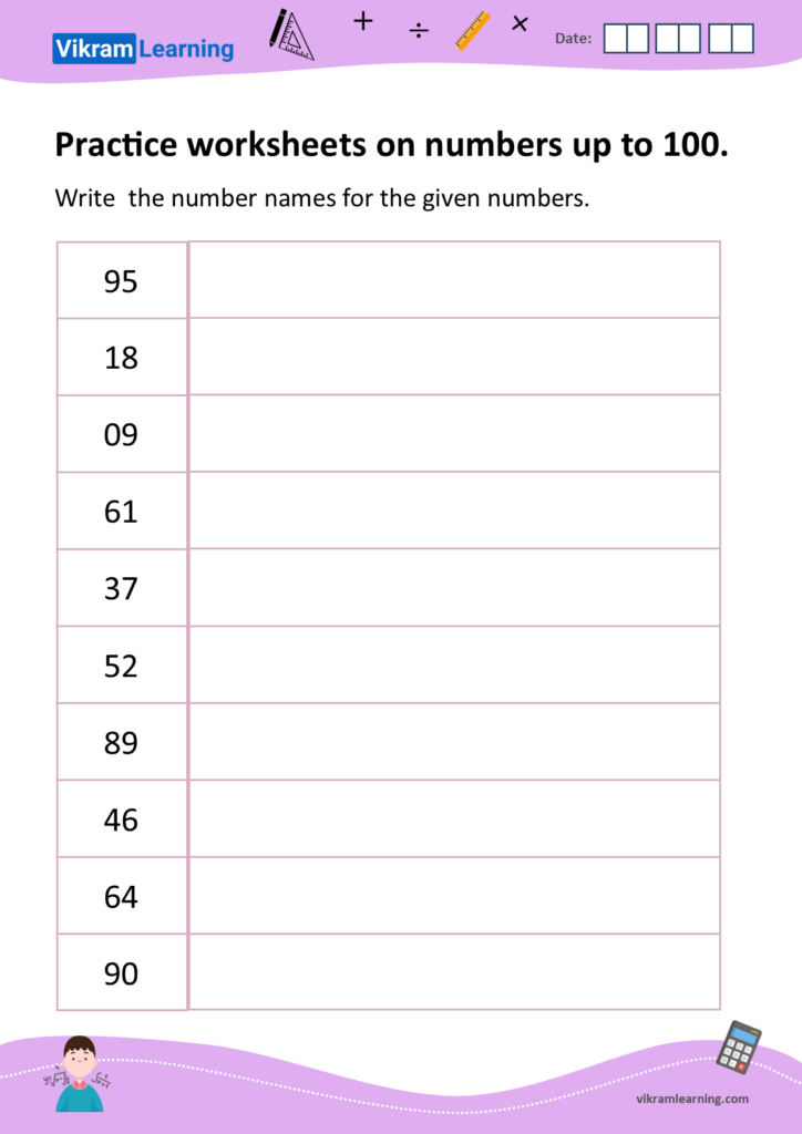 Number Names 1 To 100 Worksheet - Infoupdate.org