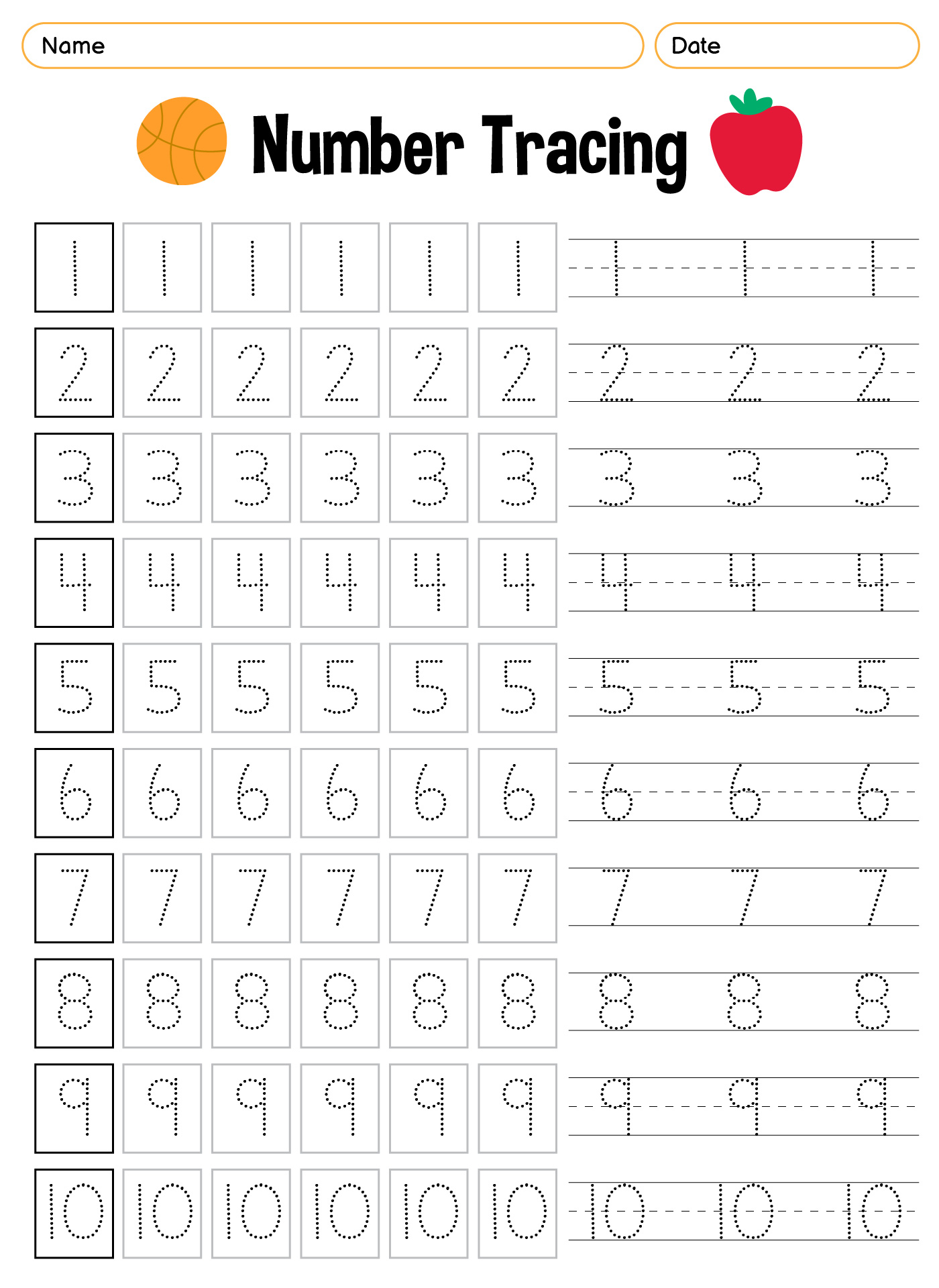 Number Writing Practice Free Printable