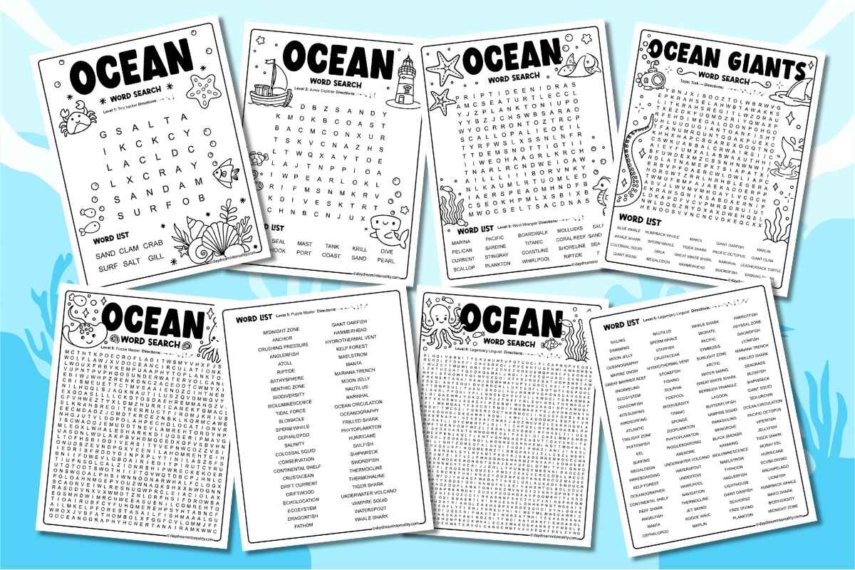 Oceans Word Search Level 73 - 15+ Ocean Word Search Free PDF Printables | 6 Levels of Difficulty ...